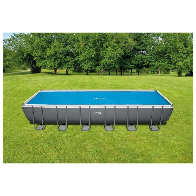Intex 28017 Telo Copertura Solare Piscina Rettangolare 716x346 cm riduzione evaporazione 95% colore Blu