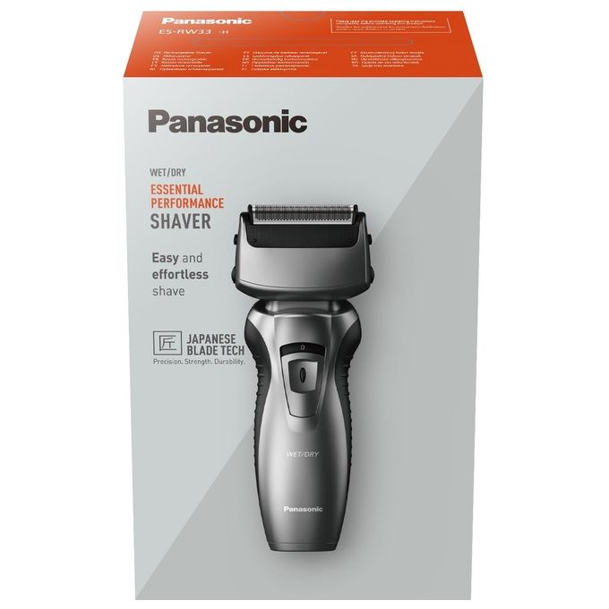 Panasonic ES-RW33-H503 Rasoio Uomo WetandDry a 2 Lame Tagliabasette a Scomparsa Design Ergonomico Ricaricabile Grigio Scuro