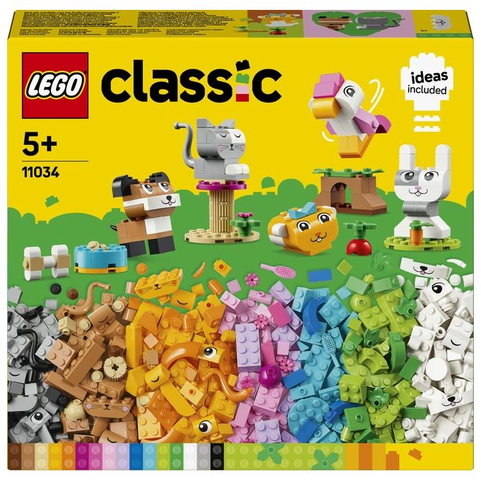 LEGO Classic 11034 Animali Domestici Creativi, Giocattolo per Bambini di 5+ Anni per Costruire Cane, Gatto e Altri Animali