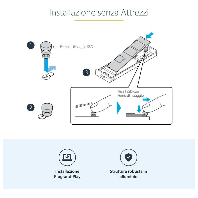 Startech.com Box Ssd M2 Nvme Adattatore Usb-C 10gbps a M.2 Nvme-Sata