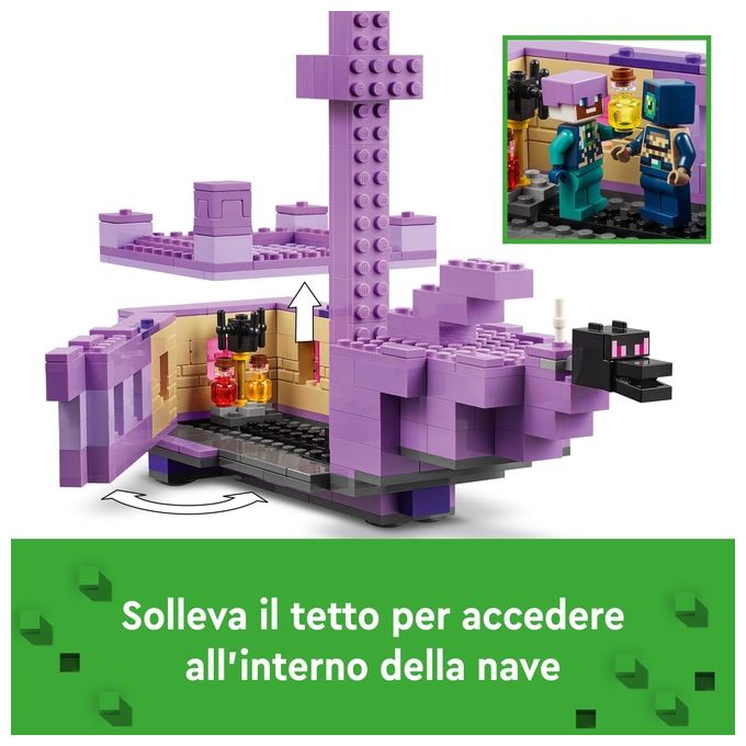 LEGO Minecraft L'Enderdrago e la Nave dell'End Giocattolo del Bioma con Drago Personaggi Mob e Accessori Giochi d'Avventura per Bambini e Bambine da 8 Anni Idea Regalo Fan del Videogioco 21264