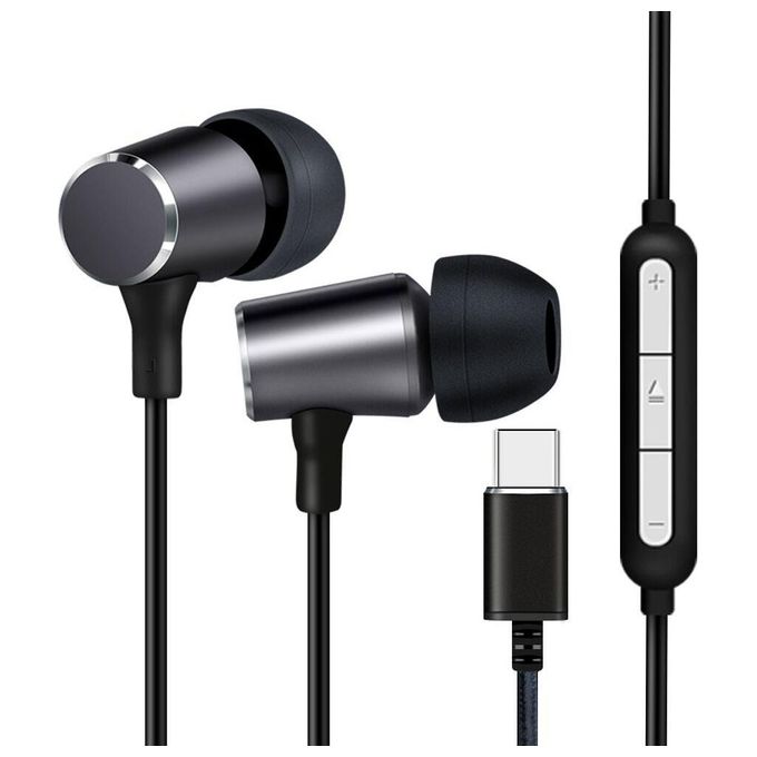 Link Auricolari con Microfono con Controllo del Volume Connettore Usb-C Nero