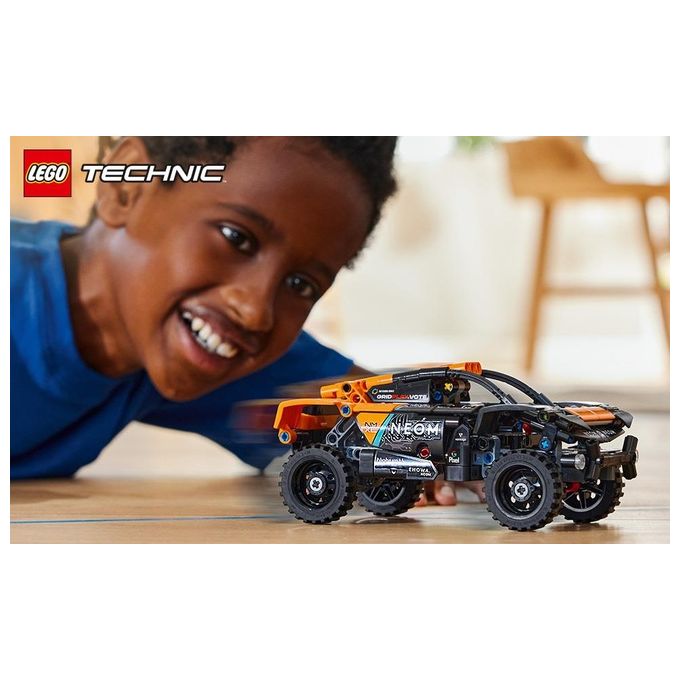 LEGO Technic 42166 NEOM McLaren Extreme E Race Car, Macchina Giocattolo con Funzione Pull-Back, Giochi per Bambini di 7+ Anni