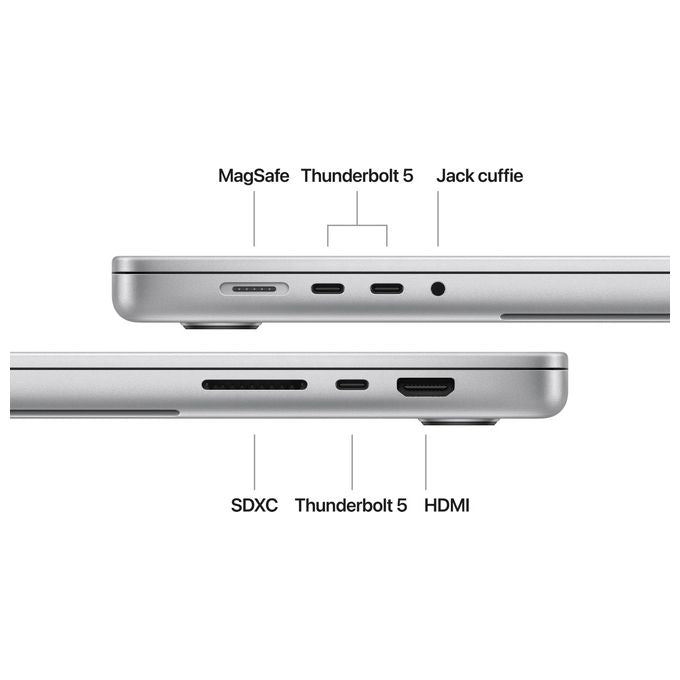 Apple 2024 Macbook Pro Portatile con Chip M4 Pro Cpu 14 Core e Gpu 20 Core Display Liquid Retina Xdr 16.2'' 48Gb di Memoria Unificata 512Gb di Archiviazione Ssd Argento