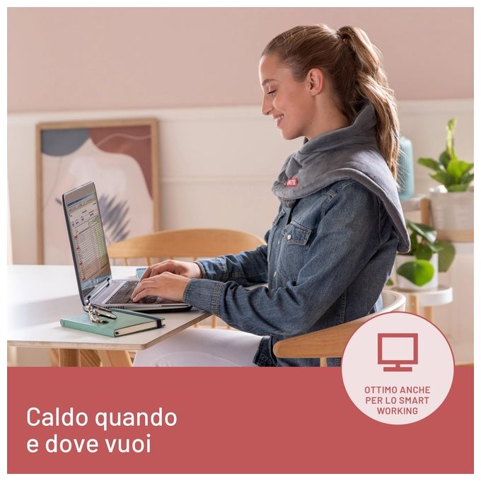 Imetec Intellisense Cervical Termoforo per Cervicale e Spalle Cuscino Termico 47x52cm Tessuto Anallergico 5 Temperature Lavabile In Lavatrice