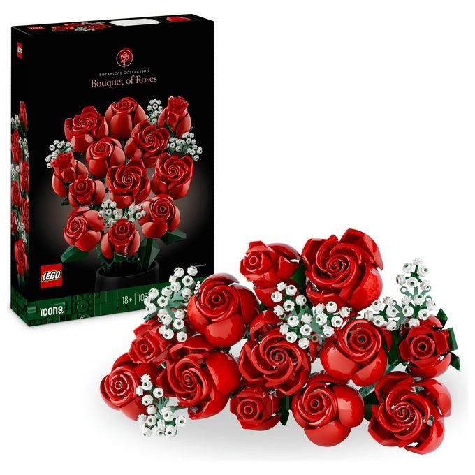 LEGO Icons 10328 Bouquet di Rose, Set Fiori Finti per Adulti, Decorazione Casa, Idea Regalo per Lei o Lui, Collezione Botanica