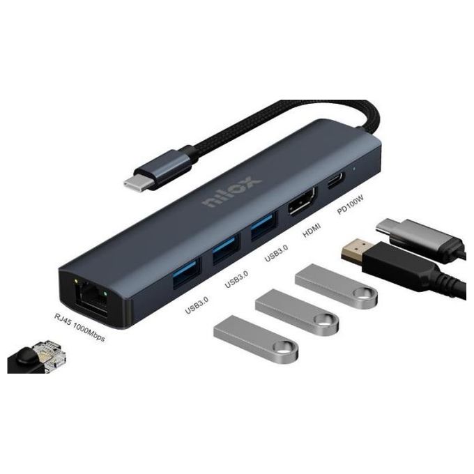 Nilox NXDSUSBC06 Dock Usb-c 6 in 1
