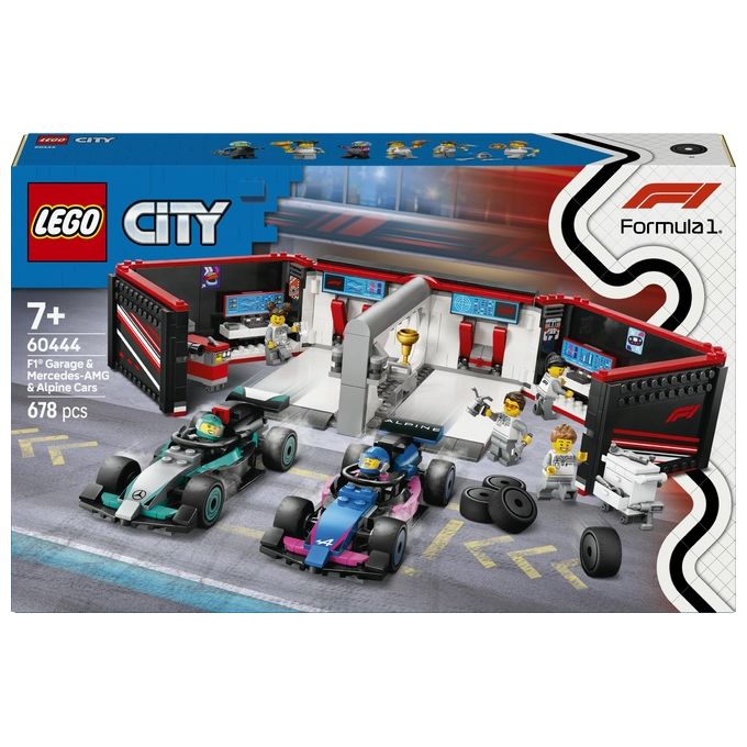 LEGO City Formula 1 Garage con monoposto Mercedes-AMG e Alpine F1 60444