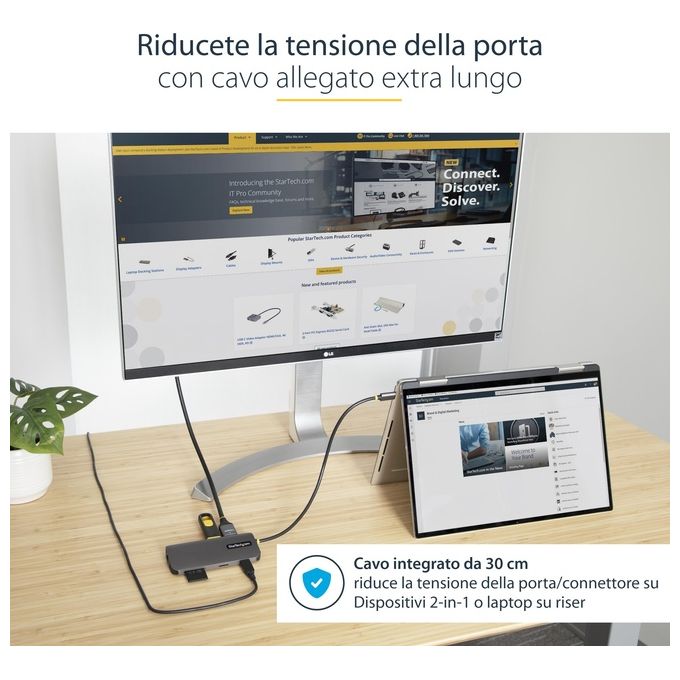 Startech.com Adattatore Multiporta Usb-C Hdmi 4k 60hz Hub Usb-A 5gbps a 3 Porte