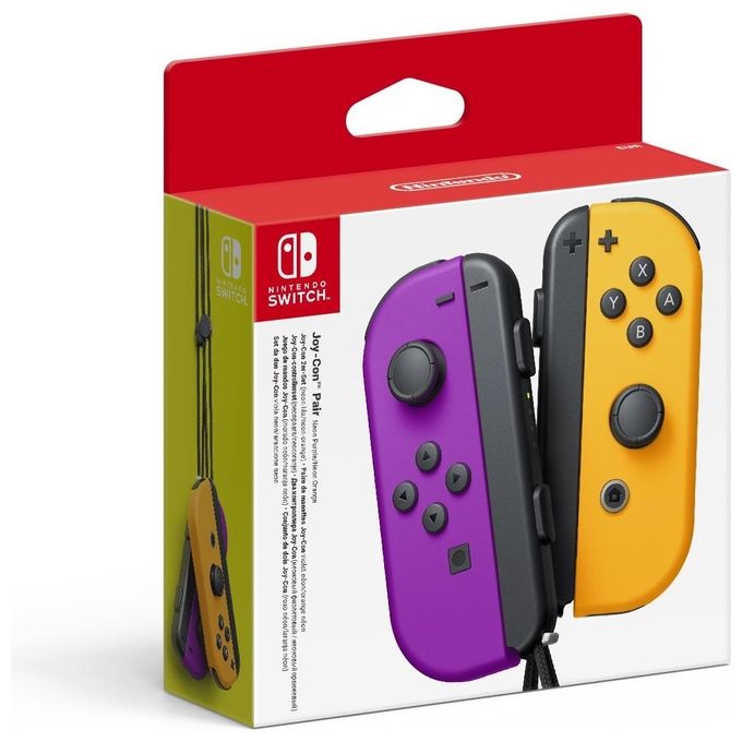 Nintendo 10002888 Joy-Con Gamepad Wireless Bluetooth con D-pad e HD Rumble colore Viola Neon e Arancione Neon