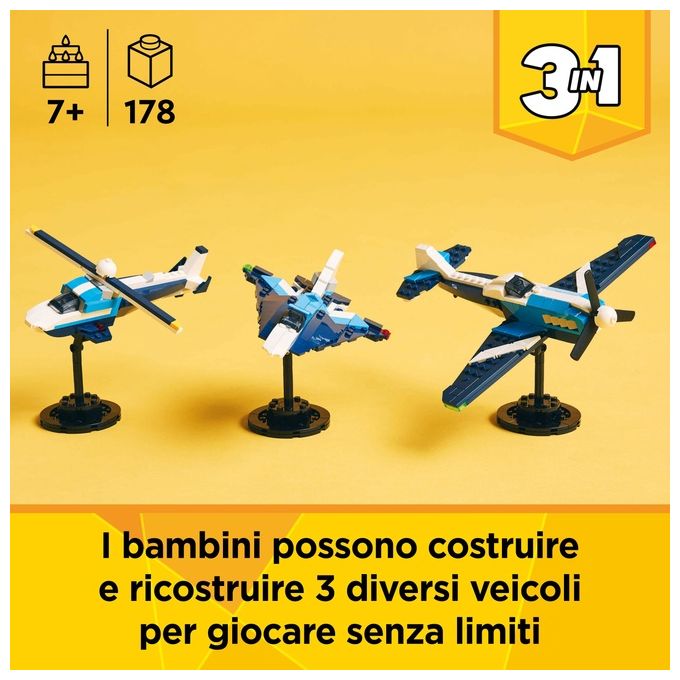 LEGO Aereo 31160 Creator Velivolo da Competizione 3 in 1 Esperienza Costruzione Versatile e Divertente