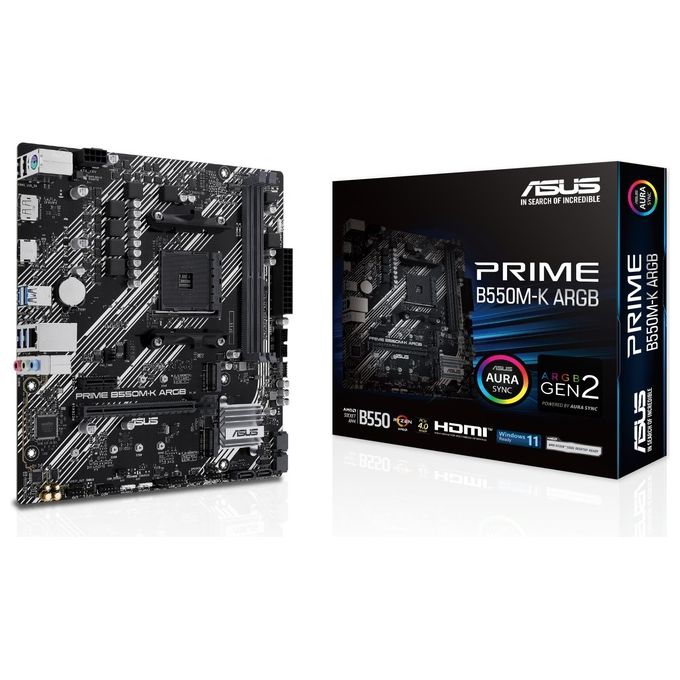 ASUS PRIME B550M-K ARGB Scheda Madre AMD B550 (Ryzen AM4) mATX Dual slot M.2 PCIe 4.0 Realtek 1Gb Ethernet