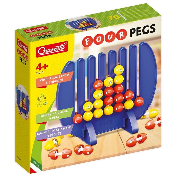 Quercetti four pegs gioco educativo creativo per sviluppare abilita' motorie e logiche adatto per bambini