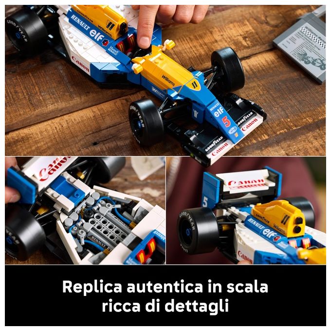 LEGO Icons Williams Racing FW14B e Nigel Mansell - Modellino di Auto F1 da Costruire con Minifigure del Pilota da Collezione, Trofeo e Supporto da Esposizione, Idea Regalo Adulti, Uomo o Donna 10353