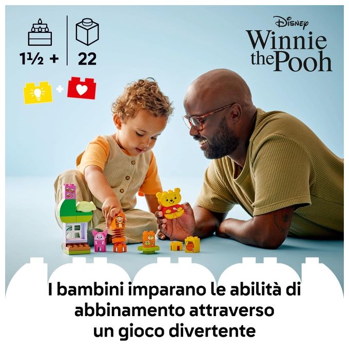 LEGO DUPLO - Disney Festa di Compleanno di Winnie the Pooh - Giocattolo Educativo con Personaggi con Doppio Volto e Casa sull'Albero Giochi Didattici per Bambini e Bambine da 18 Mesi in su - 10457
