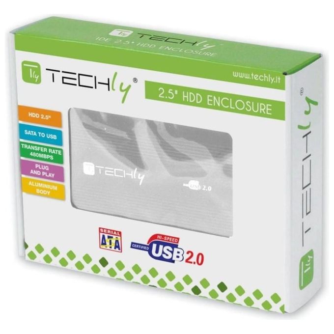 Techly Contenitore di Unita' di Archiviazione 2,5'' Enclosure Hdd Argento