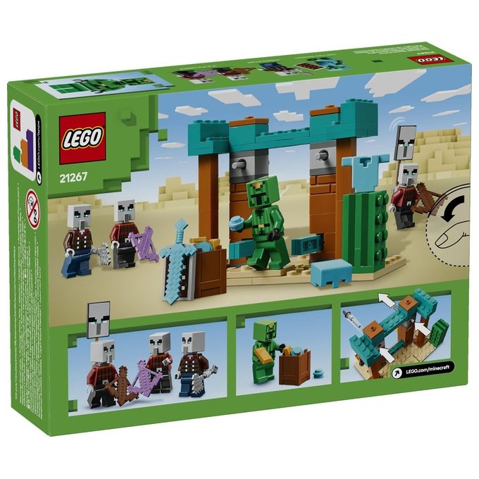 LEGO Minecraft Pattuglia nel Deserto della Bestia Gioco di Ruolo per Bambini e Bambine da 7 Anni in su con 4 Personaggi del Videogioco Funzione Spara Missili Armi Giocattolo e Tesoro 21267