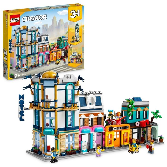 LEGO Creator 3in1 31141 Strada Principale, Grattacielo Art Déco o Strada del Mercato, Kit Modellismo per Costruzioni Creative