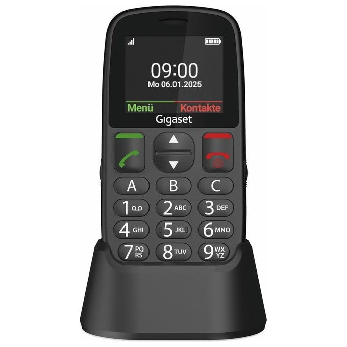 Gigaset GL395 Telefono Cellulare per Anziani Nero Sim Singola Tasto SOS