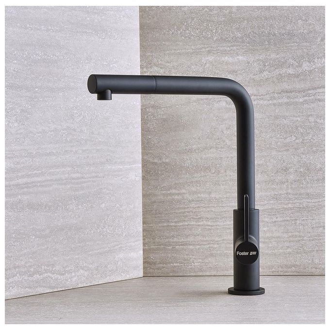 Foster 8498626 Omega Plus Miscelatore Monocomando con canna girevole 360° e Doccetta estraibile Ottone Matt Black
