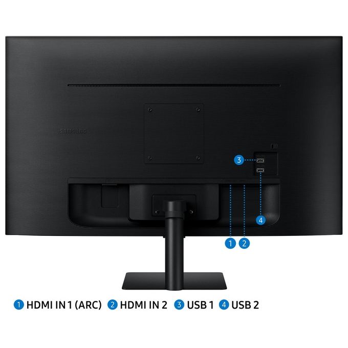 [ComeNuovo] Samsung Smart Monitor M5 LS27CM500EUXEN 27'' Full HD Flat, Piattaforma Smart TV (Amazon Video, Netflix), Airplay, Mirroring, Office 365, Wireless Dex, Gaming Hub, Altoparlanti Integrati, 2x HDMI