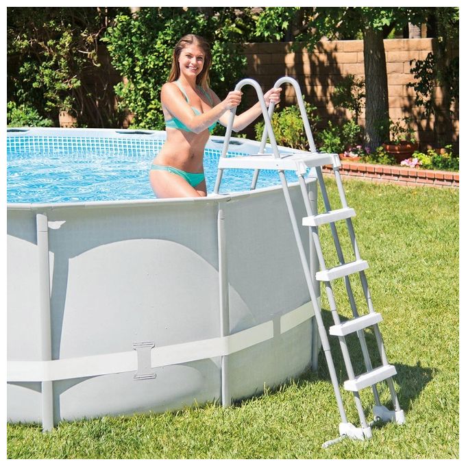 Intex 28074 Scaletta Doppia con Gradini Staccabili, l.2, Grigio, 132 cm
