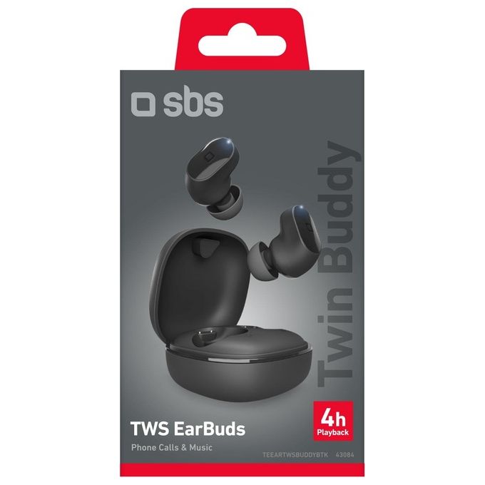 Sbs Twin Buddy Water Resistant Auricolari con Base di Ricarica Nero