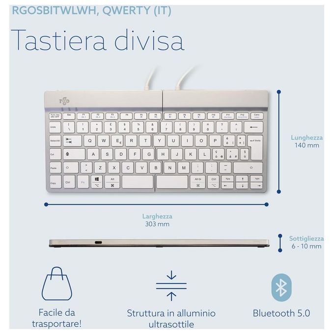 R-Go Tools Tastiera Ergonomica Split It R-Go Tools Tastiera Ergonomica Split It Bianco