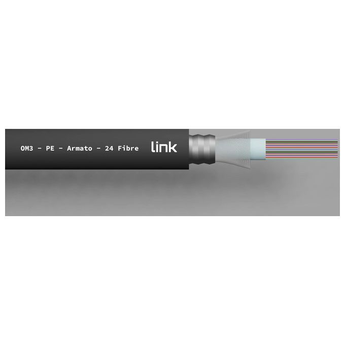 Link Cavo Fibra Ottica da Esterno Armato Om3 Guaina Pe 24 Fibre
