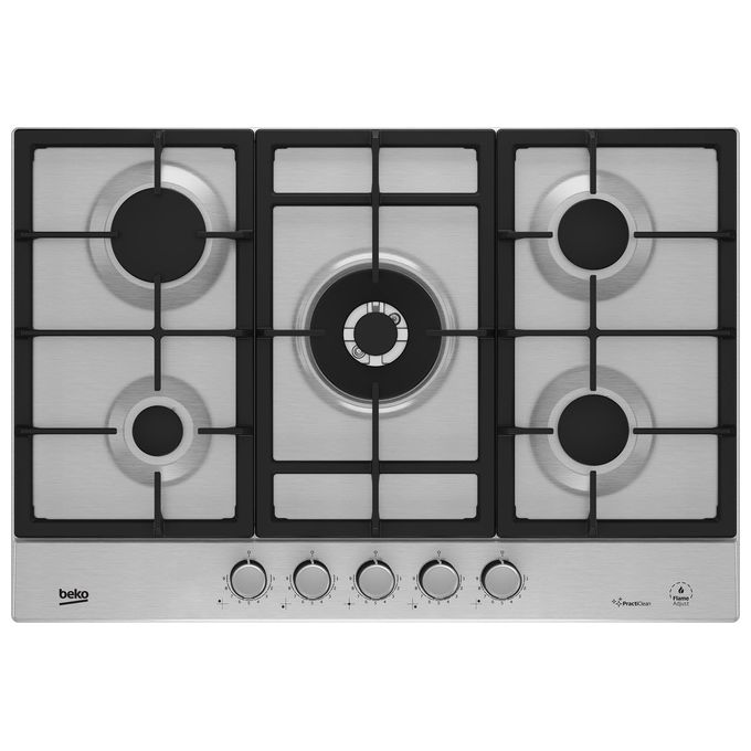 BEKO HIAW75226SXE Piano cottura a Gas 5 Fuochi (1 Wok) 75 cm colore Acciaio