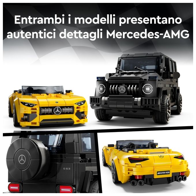 LEGO Speed Champions Mercedes-AMG G 63 e Mercedes-AMG SL 63 Macchine Giocattolo da Costruire 2 Modellini di Auto per Bambini e Bambine da 10 Anni con Minifigure di Piloti Regalo di Compleanno 76924