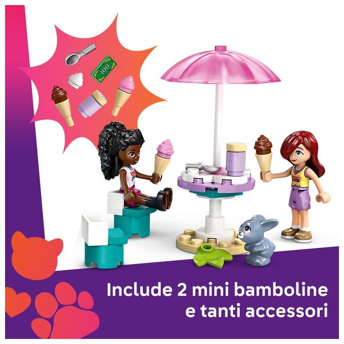 LEGO Friends Il Furgone dei Gelati di Heartlake City Giochi Creativi e Didattici per Bambine da 4 Anni con Camion Giocattolo 2 Mini Bamboline un Coniglietto Cibo e Accessori Set con Veicolo 42644