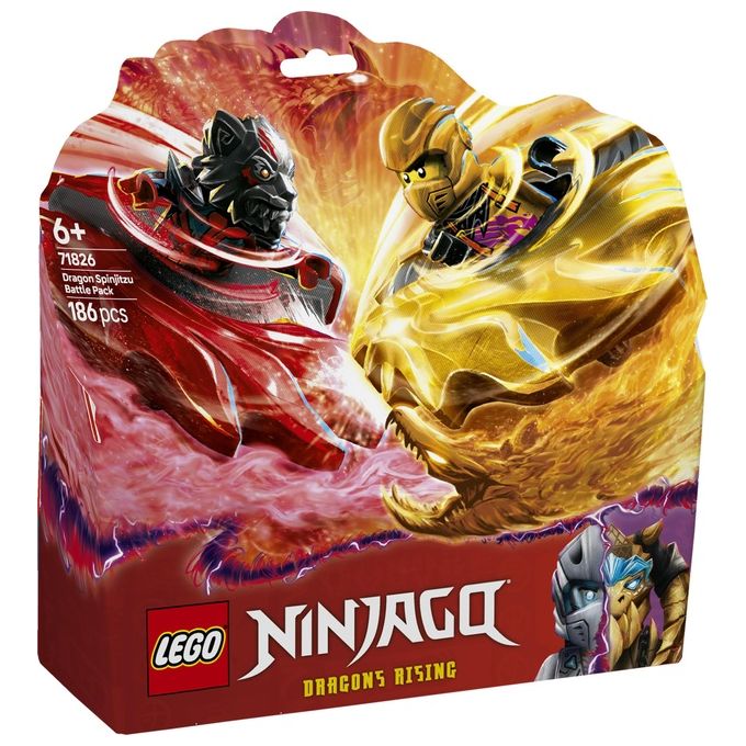 LEGO NINJAGO Battle Pack Draghi dello Spinjitzu - 2 Trottole Giocattolo Tempio Costruibile Elementi di Potere e 2 Minifigure Giochi per Bambini e Bambine da 6 Anni da La Rivolta dei Draghi 71826