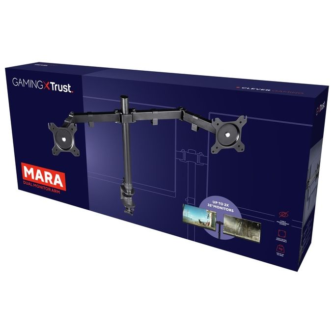 Trust GXT 1120 Mara Dual Monitor Arm Supporto per Doppio Monitor fino a 32