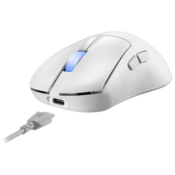 ASUS ROG Keris II Ace Wireless AimPoint White Mouse Mano Destra RF Wireless  Bluetooth  USB Type-A Ottico 42000 DPI
