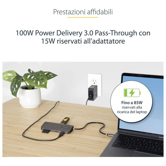 Startech.com Adattatore Multiporta Usb-C Hdmi 4k 60hz Hub Usb-A 5gbps a 3 Porte
