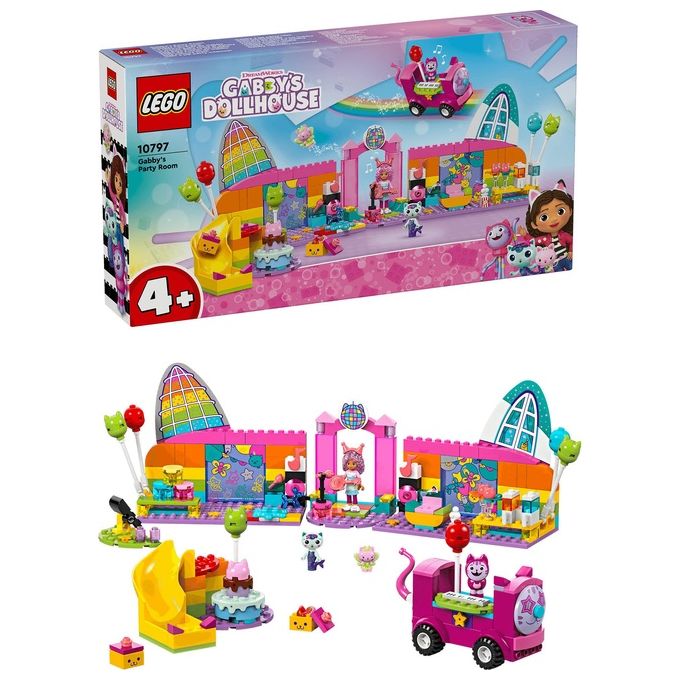 LEGO 10797 La Stanza della Festa di Gabby Set di Costruzione con 4 Personaggi e 252 Pezzi colore Multicolore
