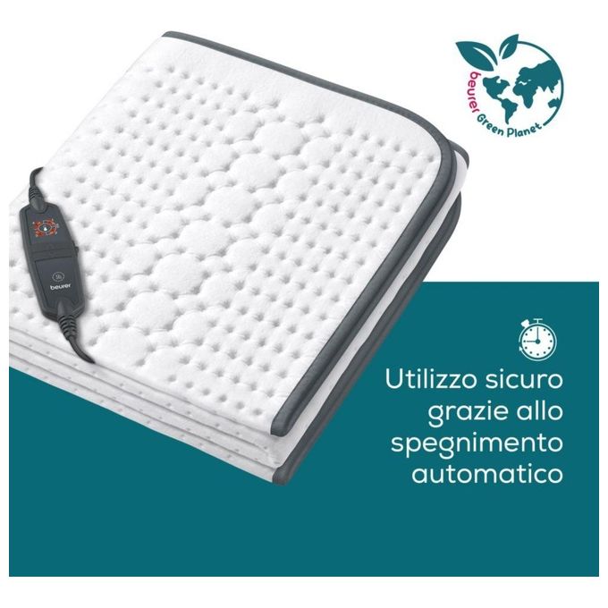 Beurer Scaldaletto UB 60 Green Planet Coprimaterasso Termico Singolo 130x75cm Poliestere 6 Livelli