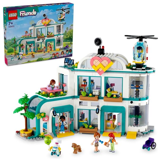 LEGO Friends 42621 Ospedale di Heartlake City, Giochi Educativi per Bambini di 7+ con Elicottero Giocattolo e 5 Mini Bamboline