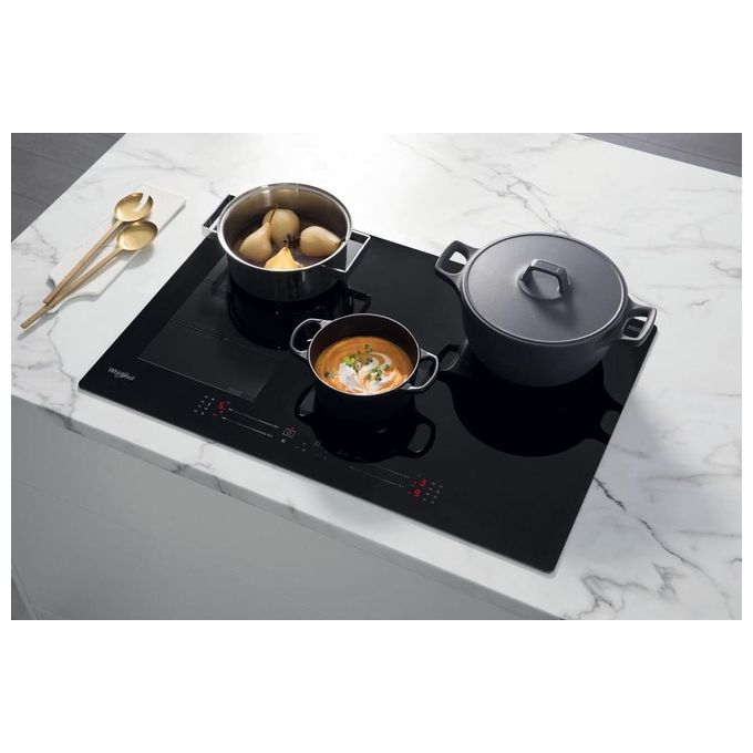 Whirlpool WFS0377NEIXL Piano Cottura a Induzione 4 Zone 77 cm Nero