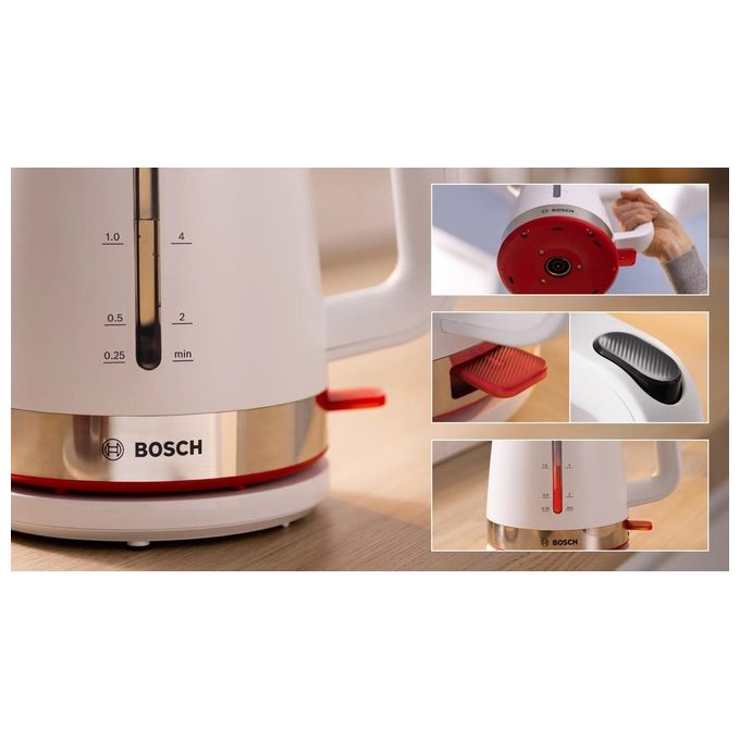 Bosch TWK4M221 Bollitore Elettrico 1.7 Litri 2400W Bianco