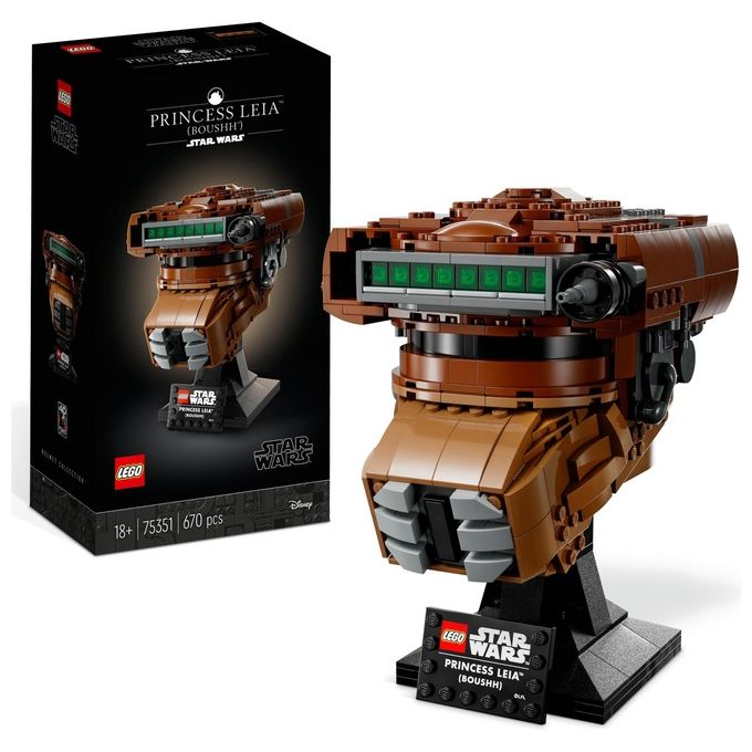 LEGO Star Wars 75351 Casco della Principessa Leia (Boushh), Serie Caschi 2023, Set del 40° Anniversario del Ritorno dello Jedi