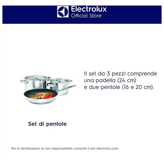 Electrolux E3SS Set di Pentole 3 Pezzi