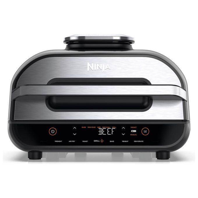 Ninja Foodi AG551EU Max Griglia e Friggitrice ad Aria con Sonda Digitale da Cucina 3.8 Litri 6 Funzioni di Cottura 2460 W Grigio-Argento