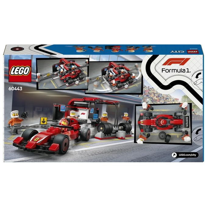 Lego 60443 City Formula 1 Set da Costruzione Pit Stop e Meccanici con Monoposto Ferrari F1 322 Pezzi 5 Minifigure eta' 6+