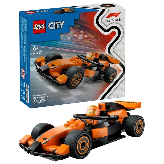 Lego Set Pilota e Monoposto McLaren F1 60442 City Formula1 Racing Construction Kit