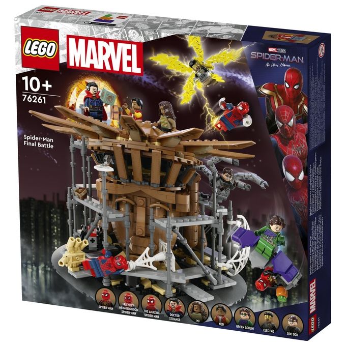 LEGO Marvel 76261 La Battaglia Finale di Spider-Man, Ricrea la Scena di Spider-Man: No Way Home con 3 Minifigure di Peter Parker