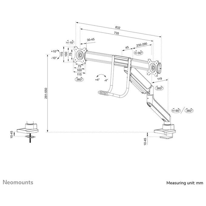 Neomounts by Newstar Supporto Scrivania Full Motion per Schermi 17-32'' Nero
