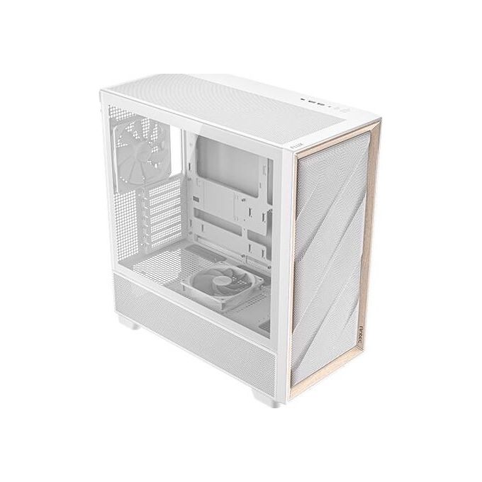 Antec Flux Wood White 5 Ventole Pwm Incluse Pannello Frontale ad Alto Flusso d'aria con Legno di Betulla Type-C Radiatore da 420mm e Supporto per Scheda Madre con Connessione Posteriore
