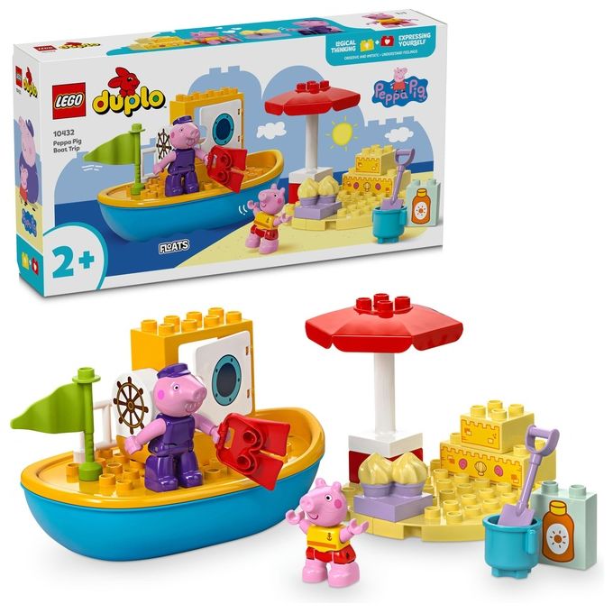 LEGO DUPLO Viaggio in Barca di Peppa Pig Giochi Educativi per Bambine e Bambini da 2 Anni Giocattolo per l'Apprendimento Prescolare da Costruire con 2 Personaggi Idea Regalo 10432
